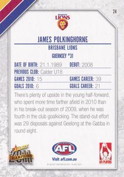 2011 Select AFL Champions #24 James Polkinghorne Back